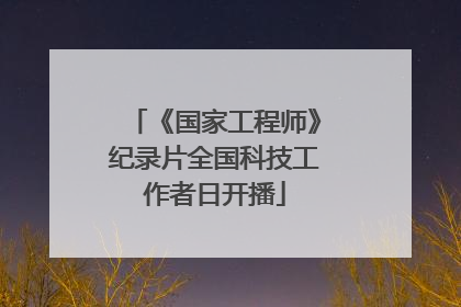 《国家工程师》纪录片全国科技工作者日开播