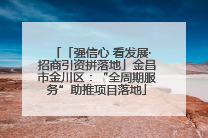 「强信心 看发展·招商引资拼落地」金昌市金川区：“全周期服务”助推项目落地