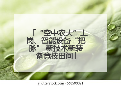“空中农夫”上岗、智能设备“把脉” 新技术新装备竞技田间