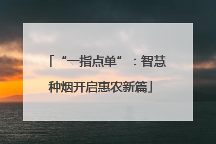 “一指点单”：智慧种烟开启惠农新篇