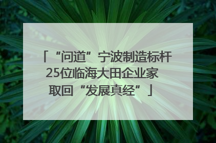 “问道”宁波制造标杆 25位临海大田企业家取回“发展真经”