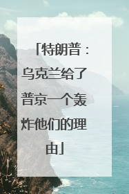 特朗普：乌克兰给了普京一个轰炸他们的理由