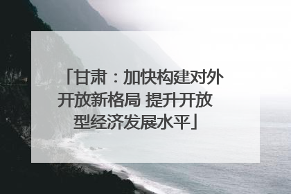 甘肃：加快构建对外开放新格局 提升开放型经济发展水平