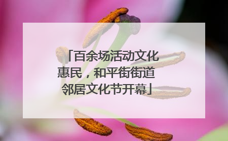 百余场活动文化惠民，和平街街道邻居文化节开幕