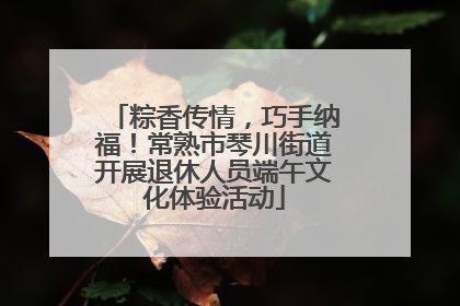 粽香传情，巧手纳福！常熟市琴川街道开展退休人员端午文化体验活动