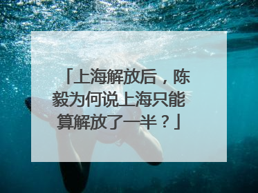 上海解放后，陈毅为何说上海只能算解放了一半？