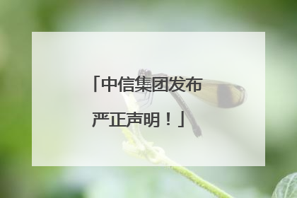 中信集团发布严正声明！