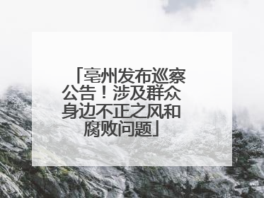 亳州发布巡察公告！涉及群众身边不正之风和腐败问题