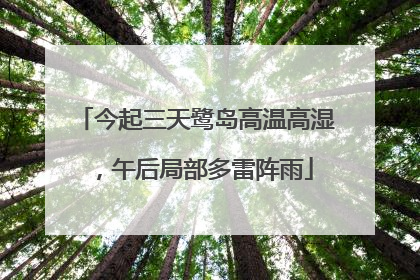 今起三天鹭岛高温高湿，午后局部多雷阵雨