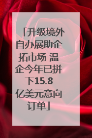 升级境外自办展助企拓市场 温企今年已拼下15.8亿美元意向订单
