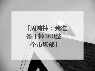 周鸿祎：我准备干掉360整个市场部