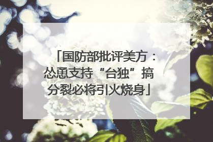 国防部批评美方：怂恿支持“台独”搞分裂必将引火烧身