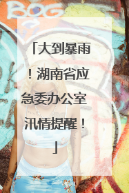 大到暴雨！湖南省应急委办公室汛情提醒！