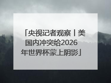 央视记者观察丨美国内冲突给2026年世界杯蒙上阴影
