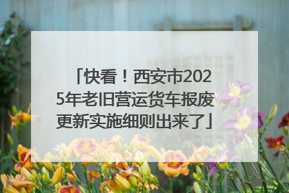 快看！西安市2025年老旧营运货车报废更新实施细则出来了