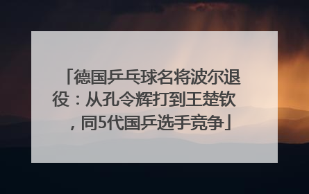德国乒乓球名将波尔退役：从孔令辉打到王楚钦，同5代国乒选手竞争