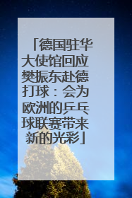 德国驻华大使馆回应樊振东赴德打球：会为欧洲的乒乓球联赛带来新的光彩