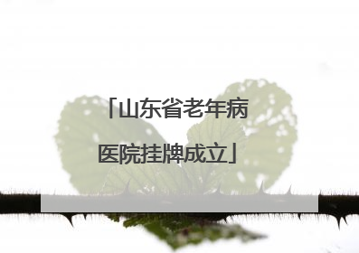 山东省老年病医院挂牌成立