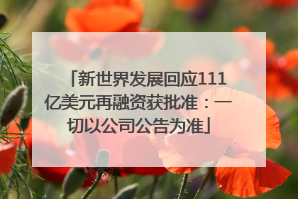 新世界发展回应111亿美元再融资获批准：一切以公司公告为准