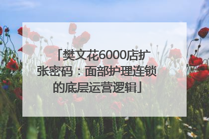 樊文花6000店扩张密码：面部护理连锁的底层运营逻辑