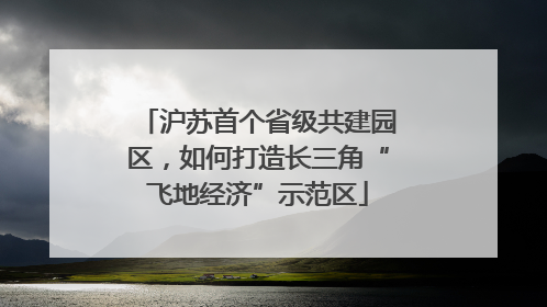 沪苏首个省级共建园区，如何打造长三角“飞地经济”示范区