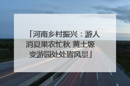河南乡村振兴：游人消夏果农忙秋 黄土塬变游园处处皆风景