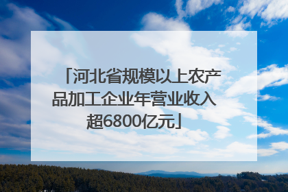 河北省规模以上农产品加工企业年营业收入超6800亿元