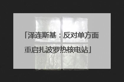 泽连斯基：反对单方面重启扎波罗热核电站