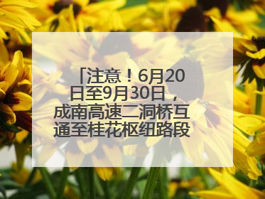注意！6月20日至9月30日，成南高速二洞桥互通至桂花枢纽路段交通管制