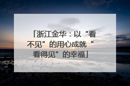 浙江金华：以“看不见”的用心成就“看得见”的幸福