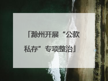滁州开展“公款私存”专项整治