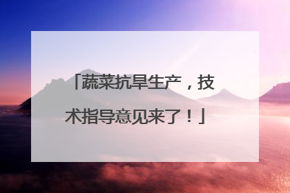 蔬菜抗旱生产，技术指导意见来了！