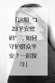这组“123平安密码”，如何守护群众平安？一起探寻