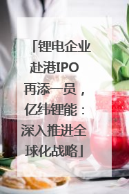 锂电企业赴港IPO再添一员，亿纬锂能：深入推进全球化战略