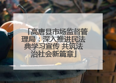 高唐县市场监督管理局：深入推进民法典学习宣传 共筑法治社会新篇章