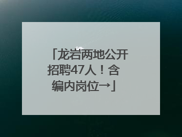 龙岩两地公开招聘47人！含编内岗位→