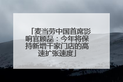麦当劳中国首席影响官顾磊：今年将保持新增千家门店的高速扩张速度