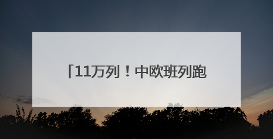 11万列！中欧班列跑出亚欧大陆“新时速”